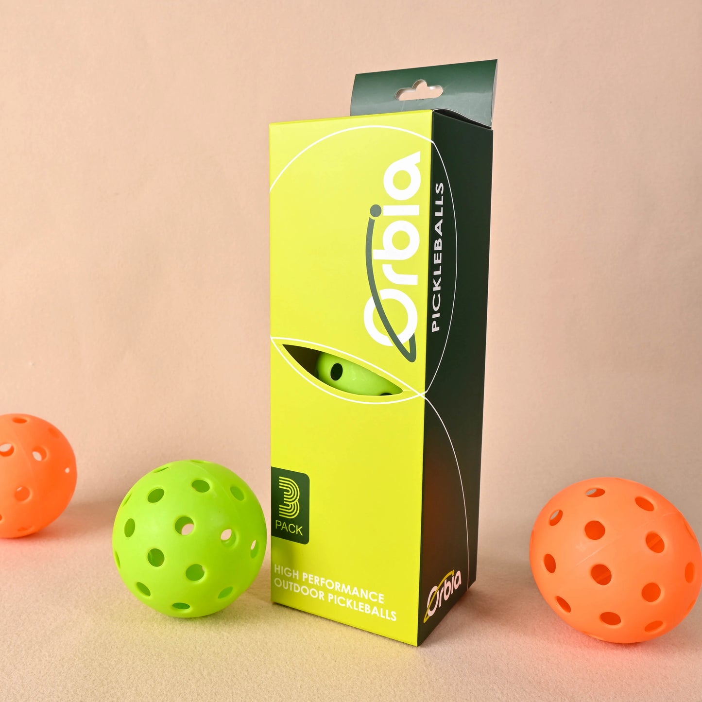 Boite de 3 balles de Pickleball Outdoor, 40 trous, diamètre 74 mm